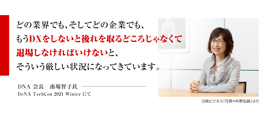 どの業界でも、そしてどの企業でも、もうDXをしないと後れを取るどころじゃなくて退場しなければいけないと、そういう厳しい状況になってきています。